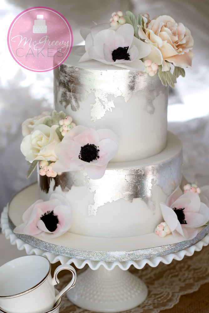 Silver Leaf Cake Front Close Up