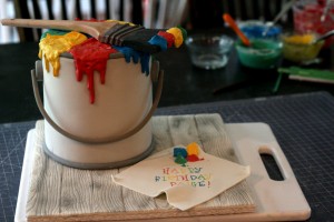 Colorful Paint Can Cake without Markers
