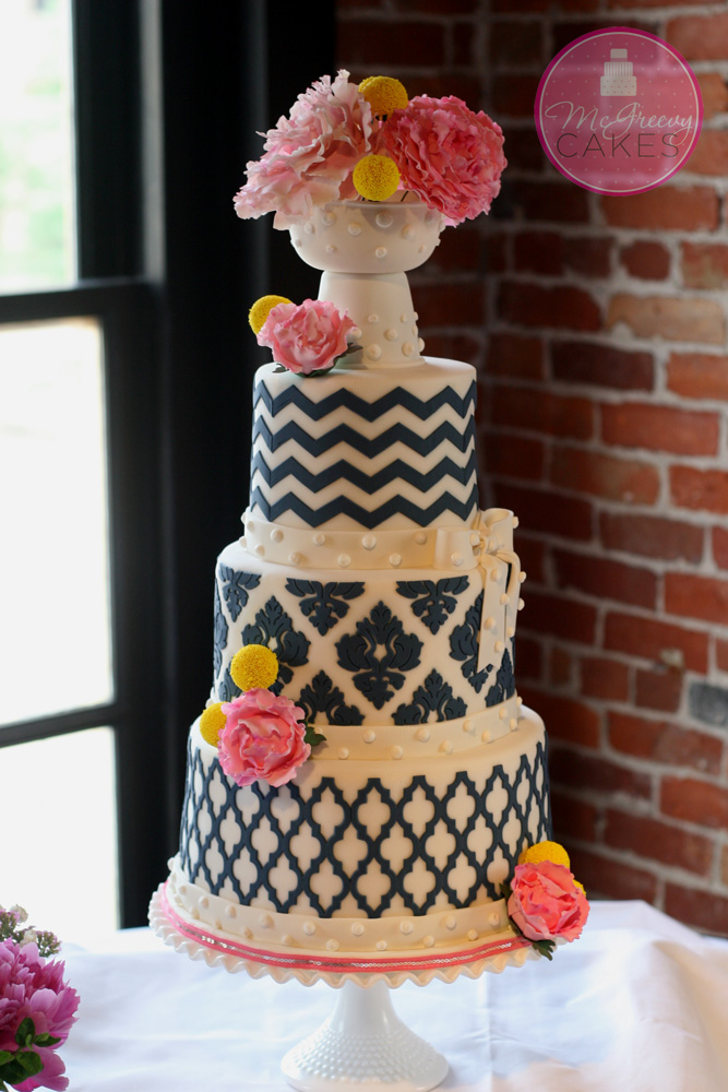 Full View Navy Peony Cake