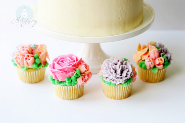 Buttercream Flowers Cupcakes Angle View