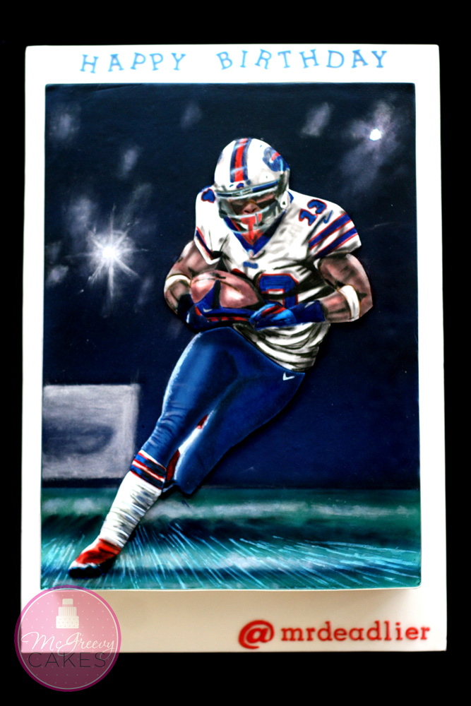 Football Player Fondant Painting On Cake