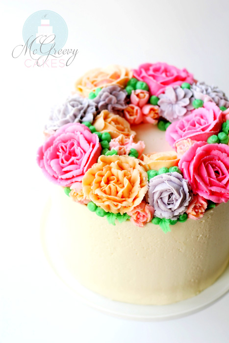 Buttercream Flowers Cake Side View
