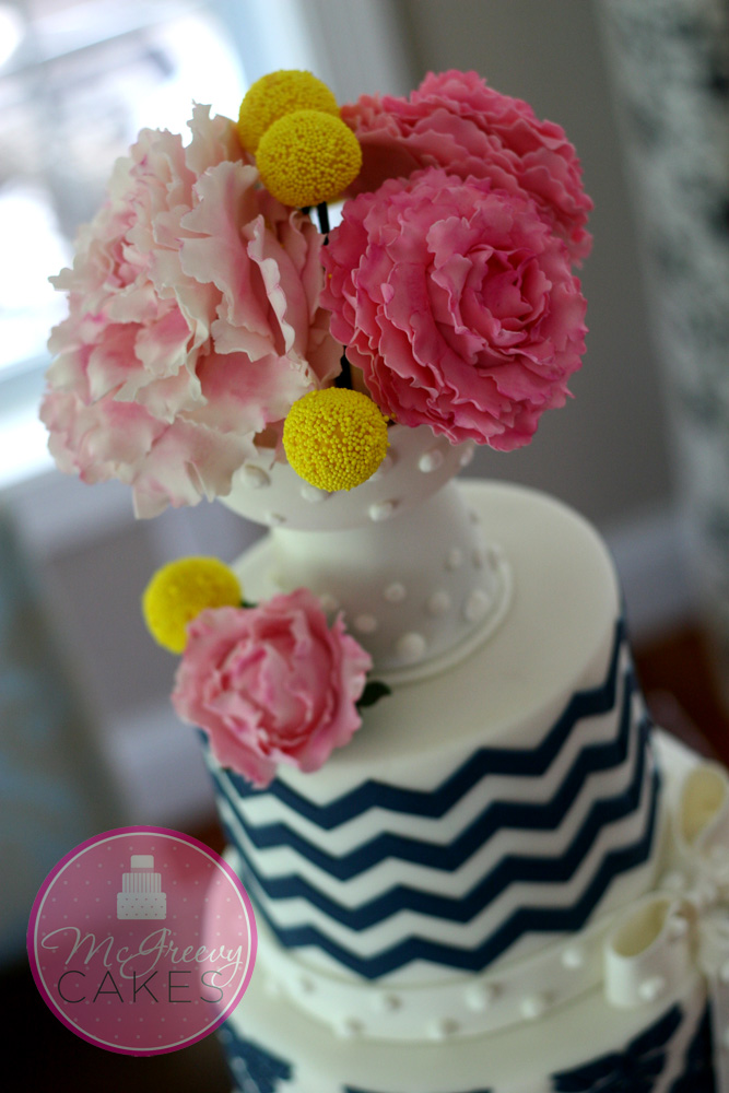 Navy Peony Cake Top View