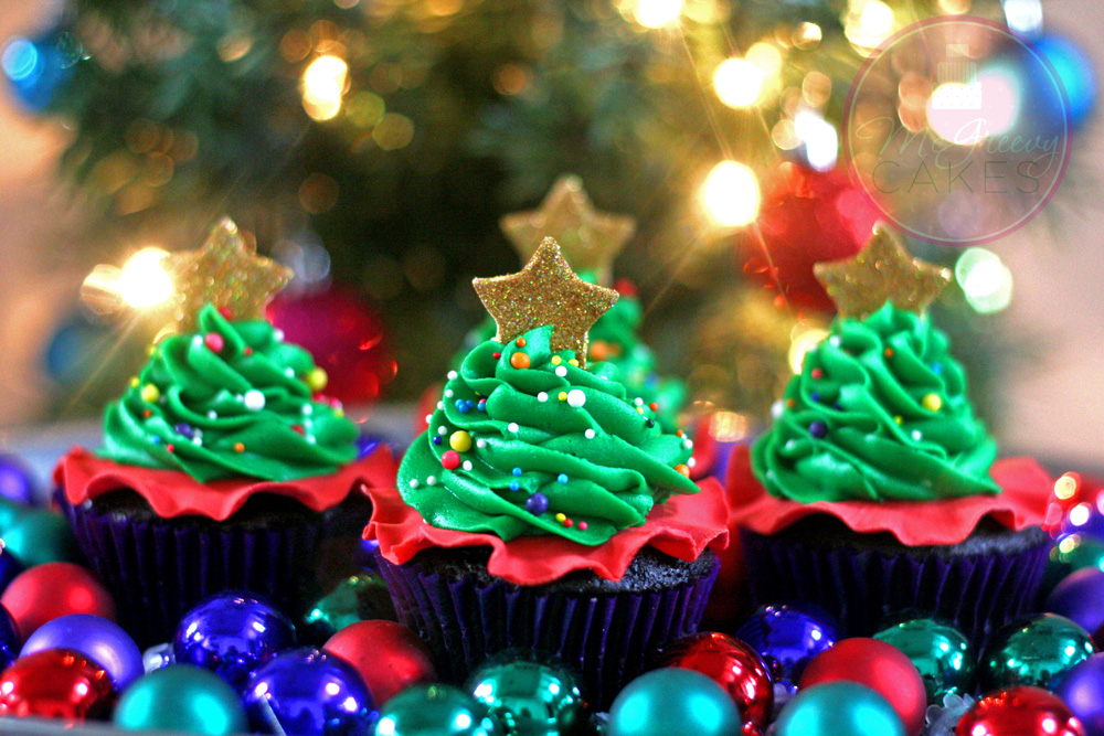Christmas Tree Cupcakes Close Up