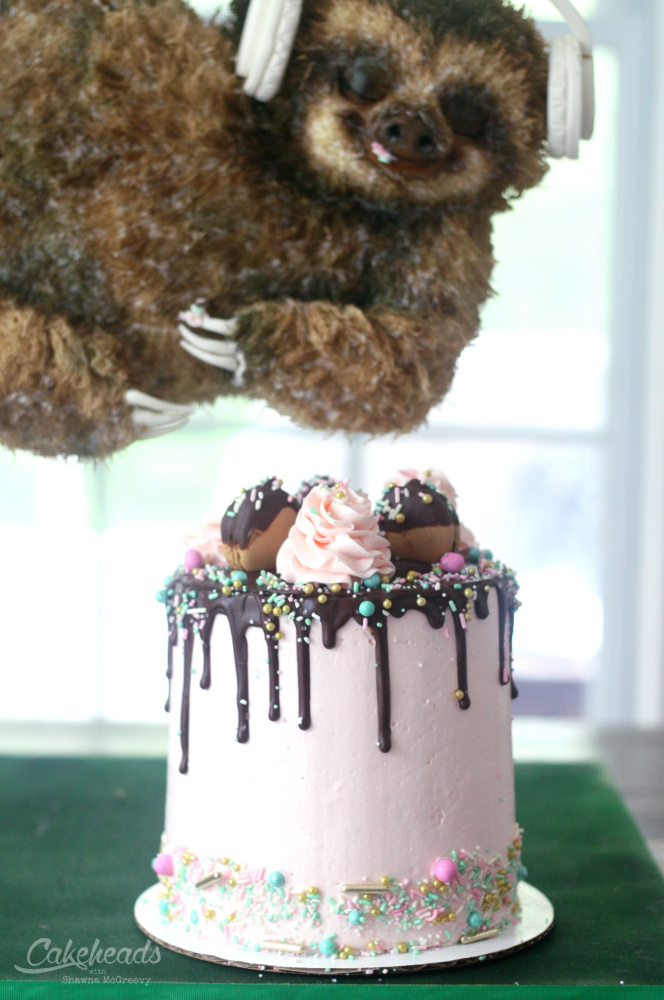 sloth pink cake