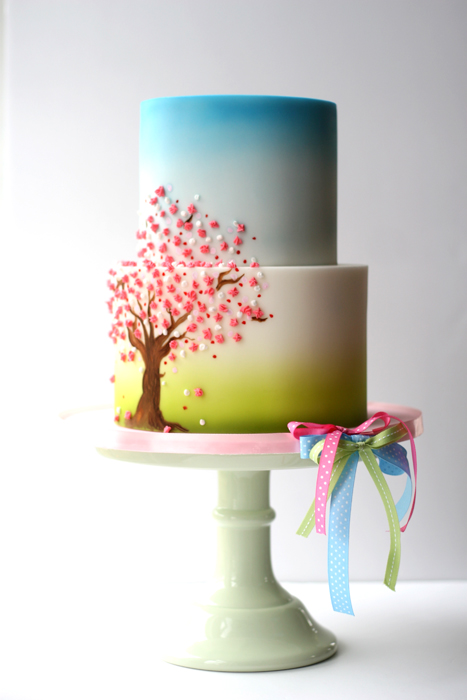 bunny cake cherry tree white