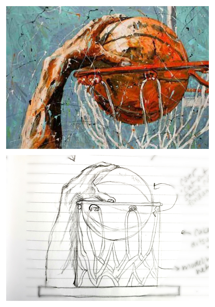 bball oil painting to cake design