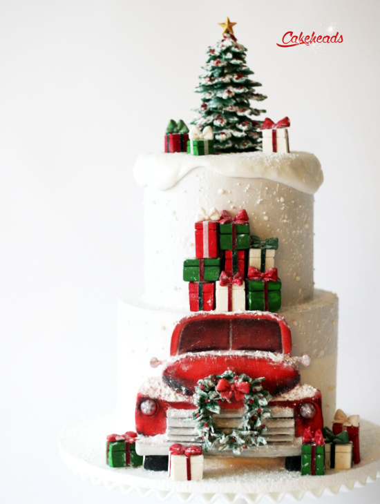 red christmas truck off center 7