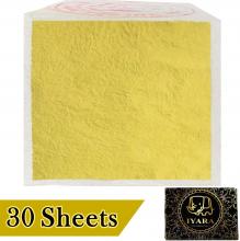 IYARA 30 Edible Leaf Sheets – Multipurpose 24 Karat Yellow Gold Leaves for Food and Cake Decoration