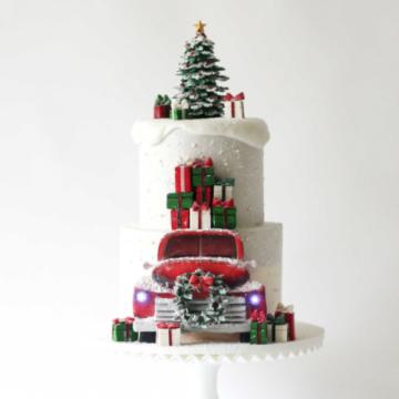 red truck christmas cake sm sq